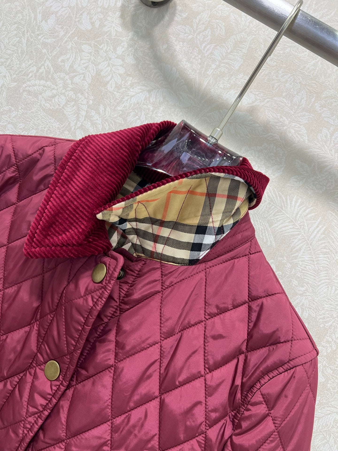 Bru 25 new corduroy lapel diamond grid short cotton jacket