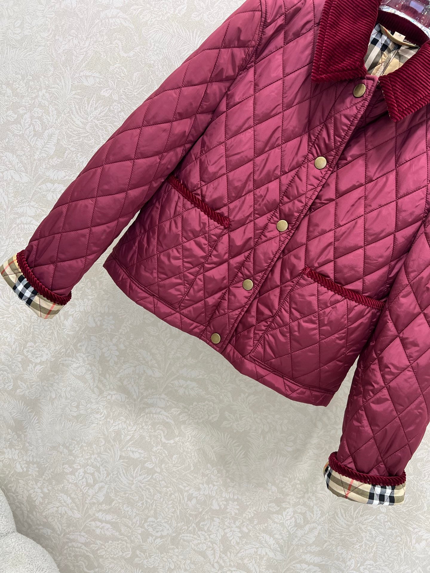 Bru 25 new corduroy lapel diamond grid short cotton jacket