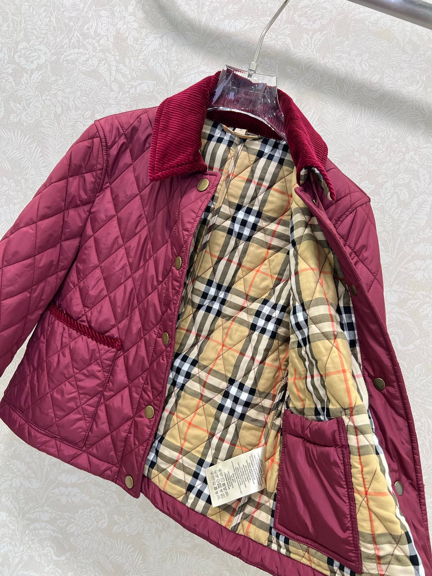 Bru 25 new corduroy lapel diamond grid short cotton jacket