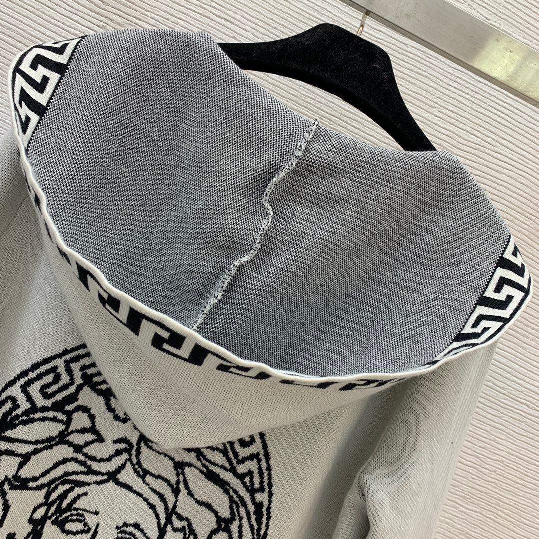 25 Medusa round portrait fashionable hooded mid length coat(GRAY/NAVY/KHAKI)