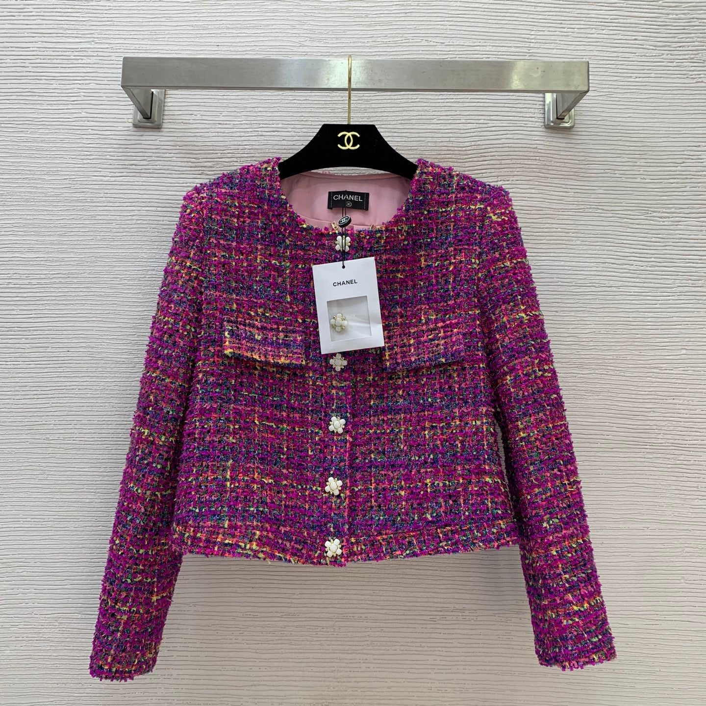 C 25 Purple tweed woven short jacket