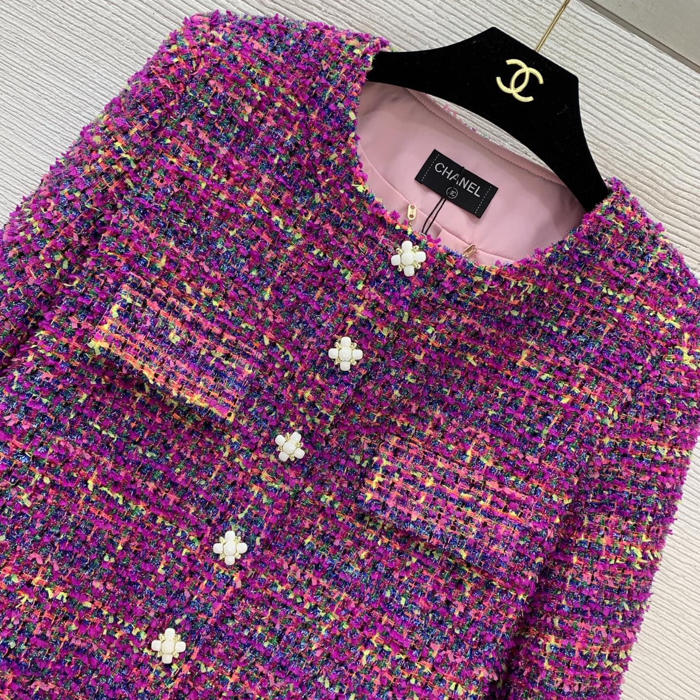 C 25 Purple tweed woven short jacket