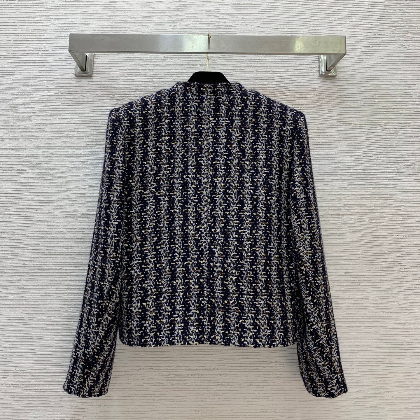 C 25 Wool blend and woolen woven short stand up collar jacket