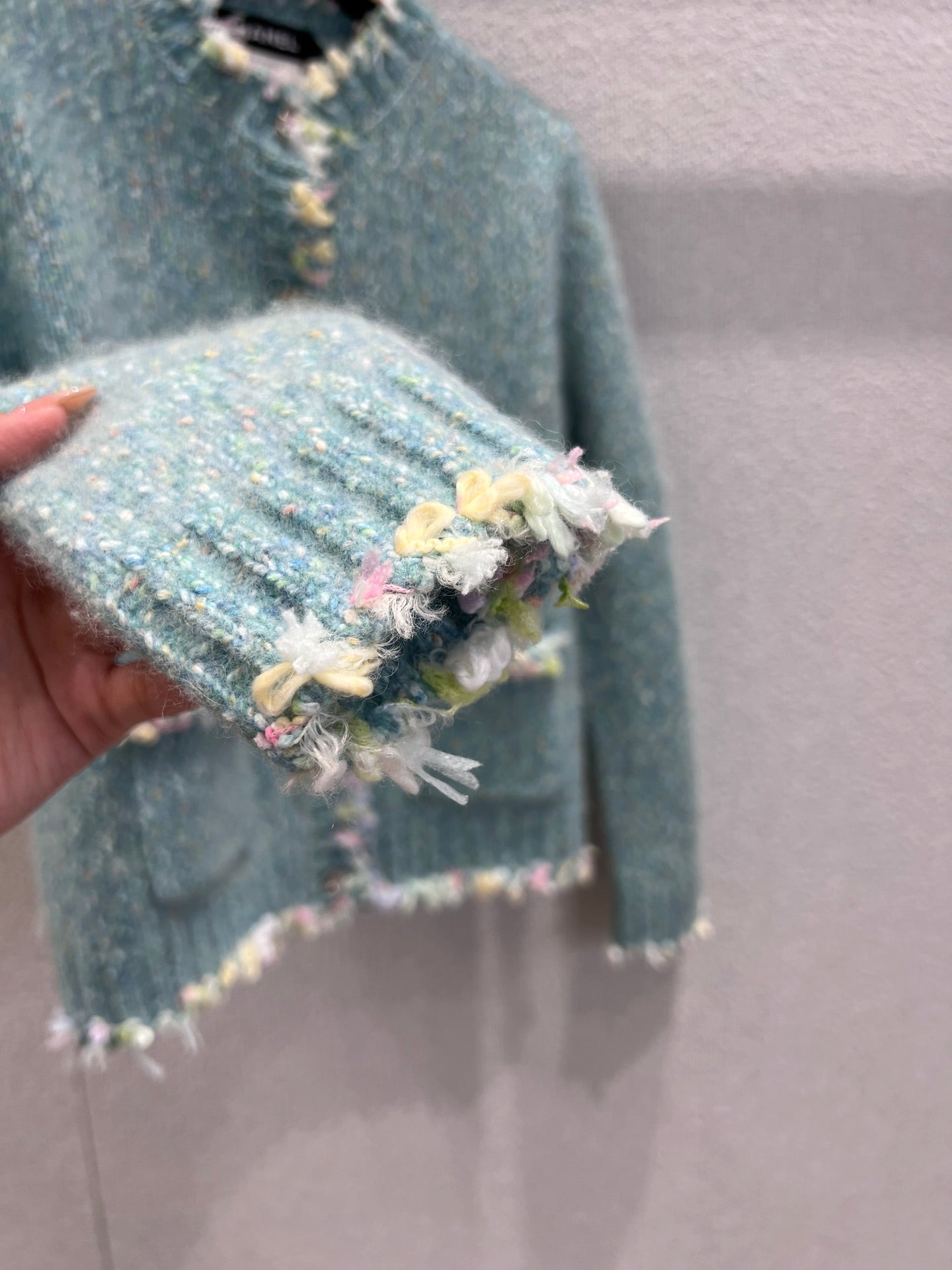 C 25B new light blue cashmere cardigan (high-end handmade workshop series)