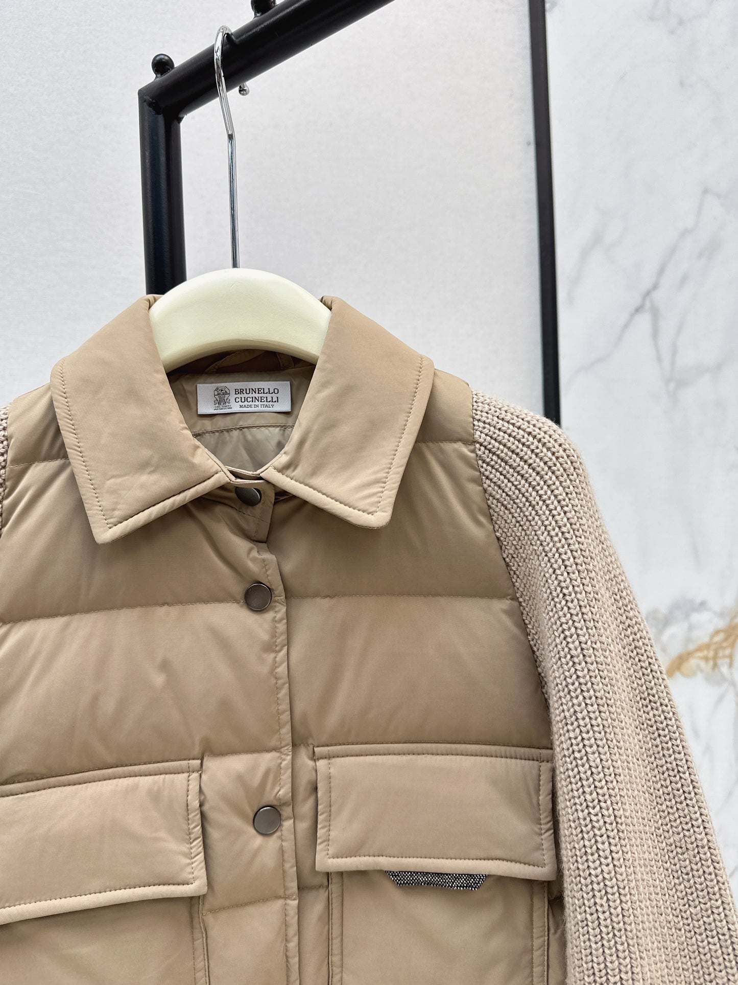Bru 25 New Knit Sleeve Down Jacket(WHITE/BROWN)