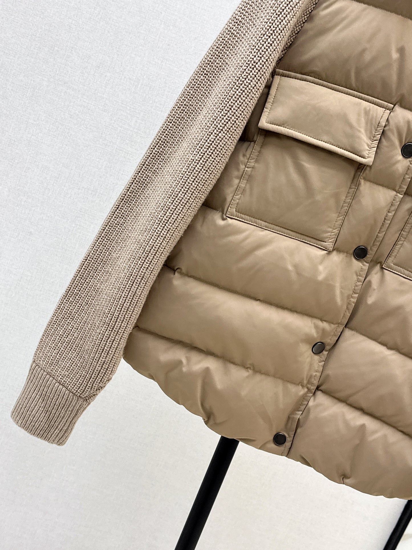 Bru 25 New Knit Sleeve Down Jacket(WHITE/BROWN)