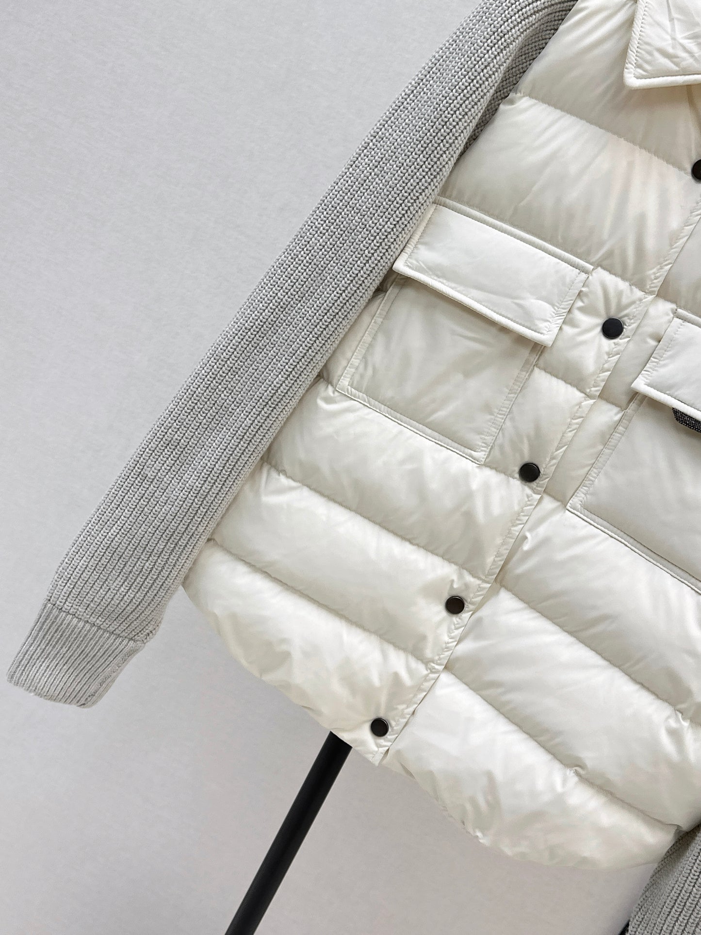 Bru 25 New Knit Sleeve Down Jacket(WHITE/BROWN)