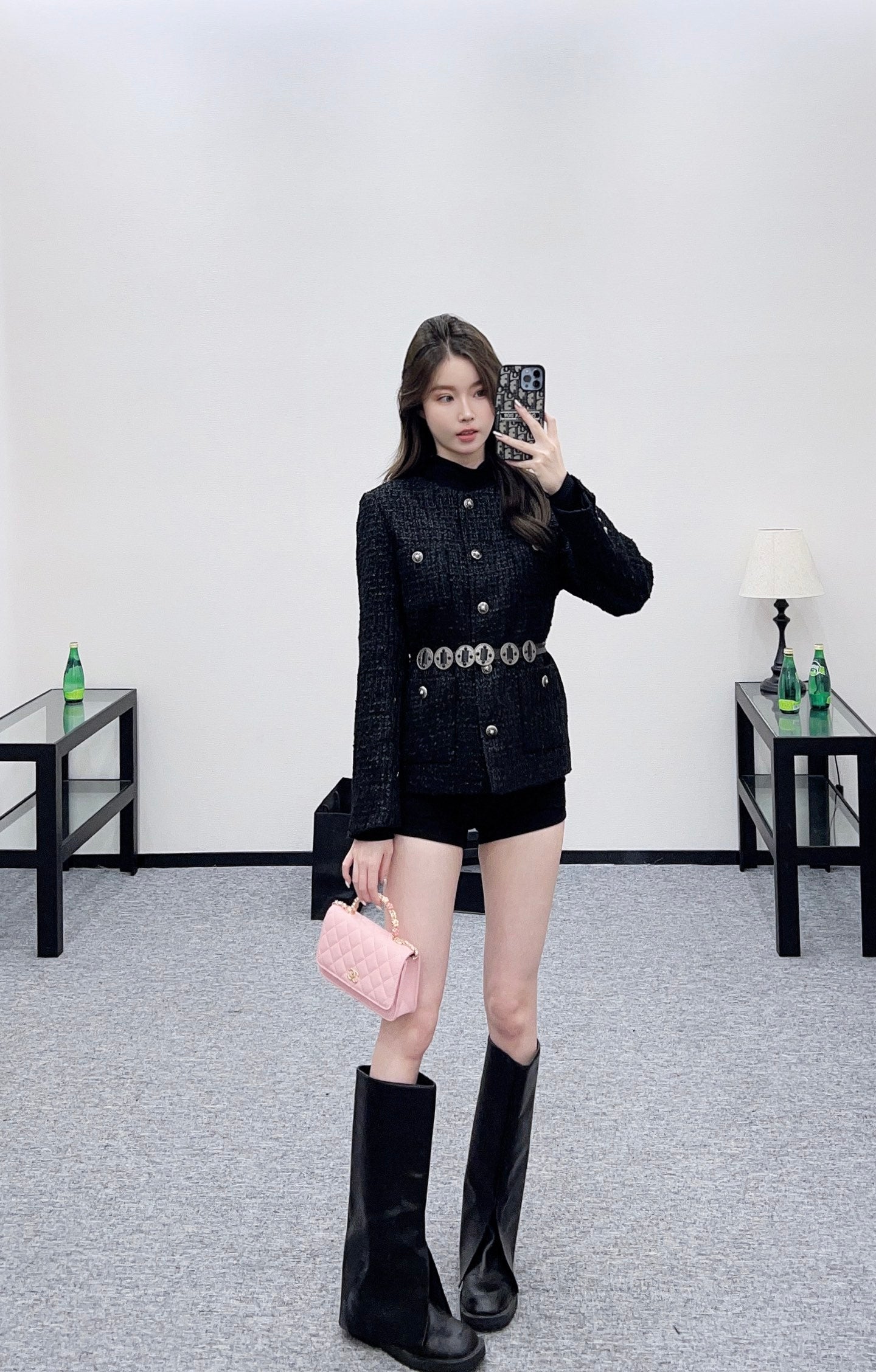 C 25 Round neck belted woven jacket (with belt)