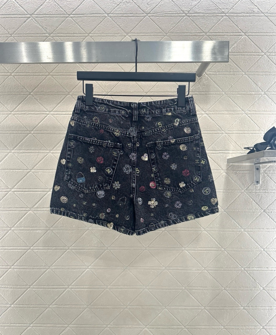 C 25 Laser printed denim shorts