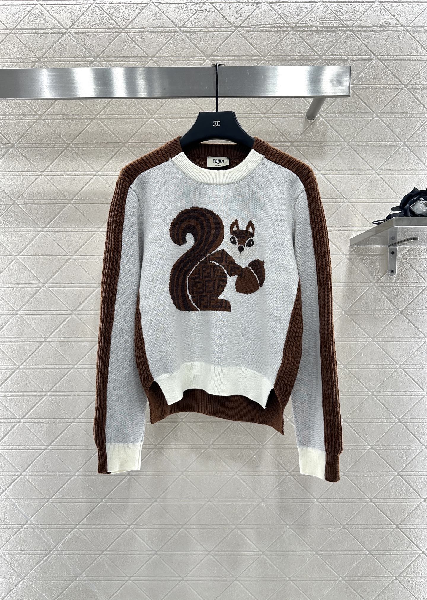Fe 25 Squirrel jacquard knitted pullover sweater