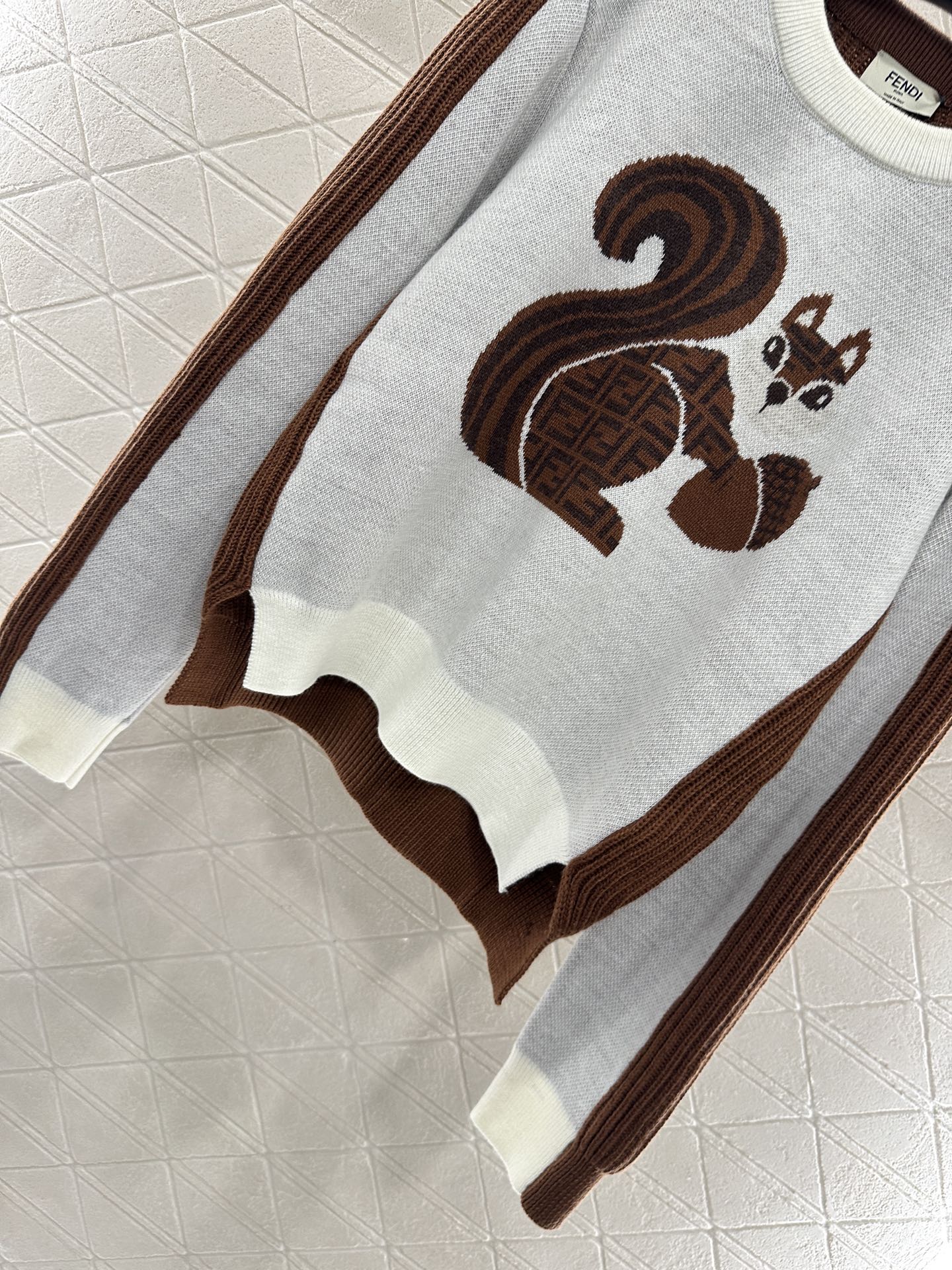 Fe 25 Squirrel jacquard knitted pullover sweater