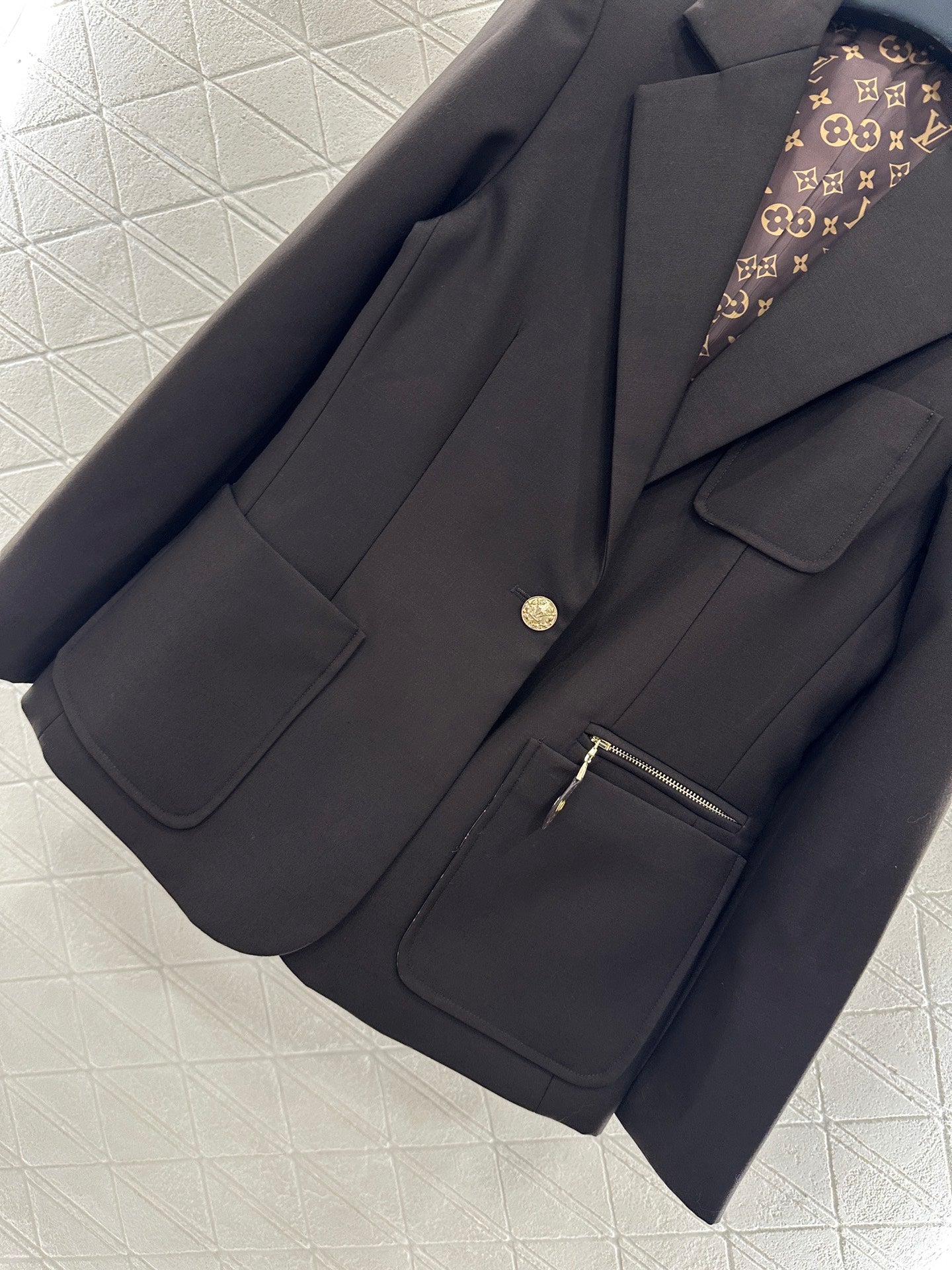 L 25 lapel zipper pocket blazer