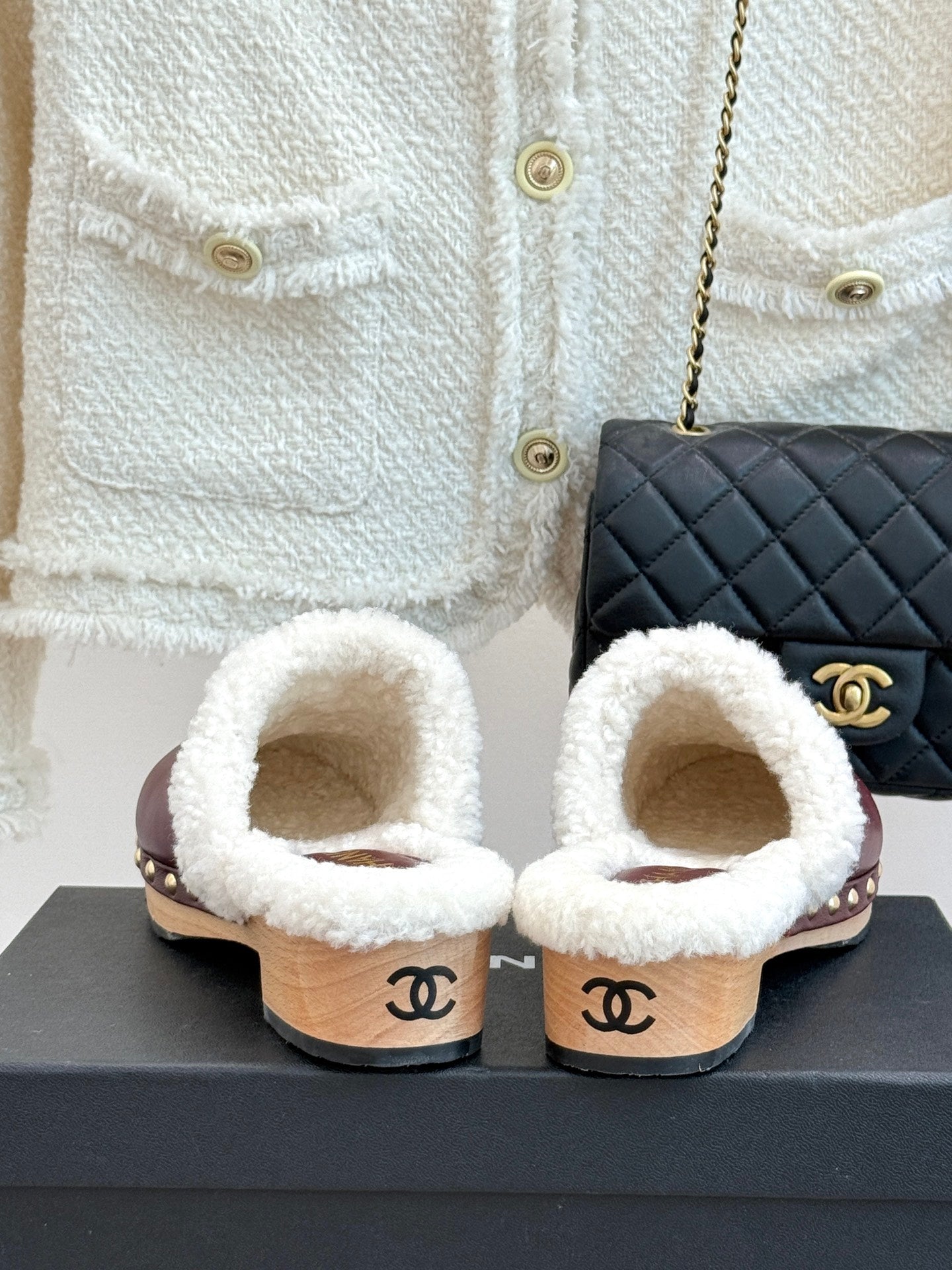C 25 New Solid Wood Sole Thick-Sole Half Slippers