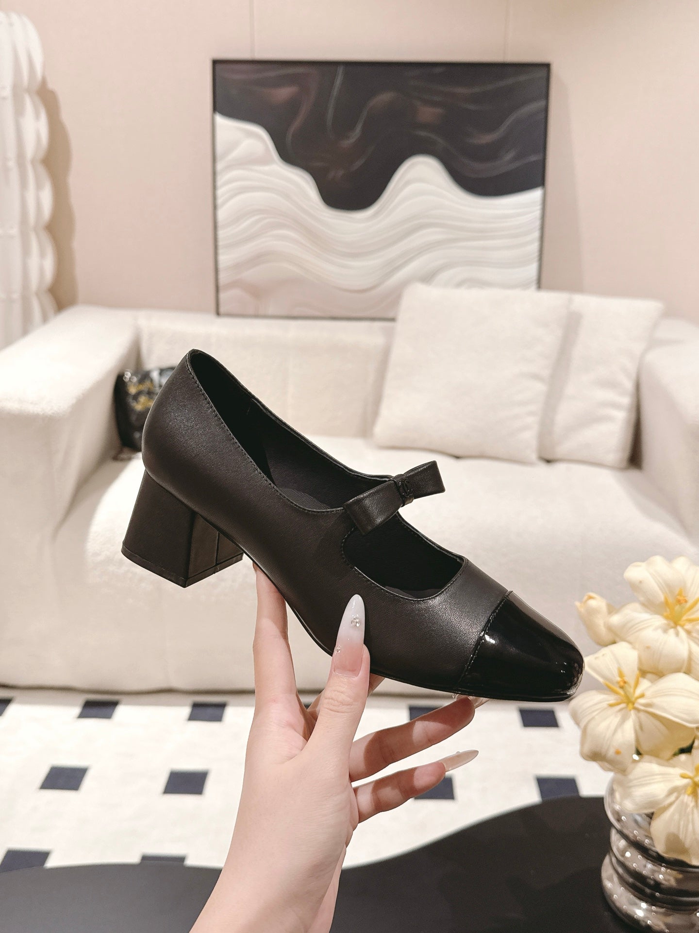 C 25B Bow Mary Jane Shoes(BLACK/CHAMPAGNE/PINK)