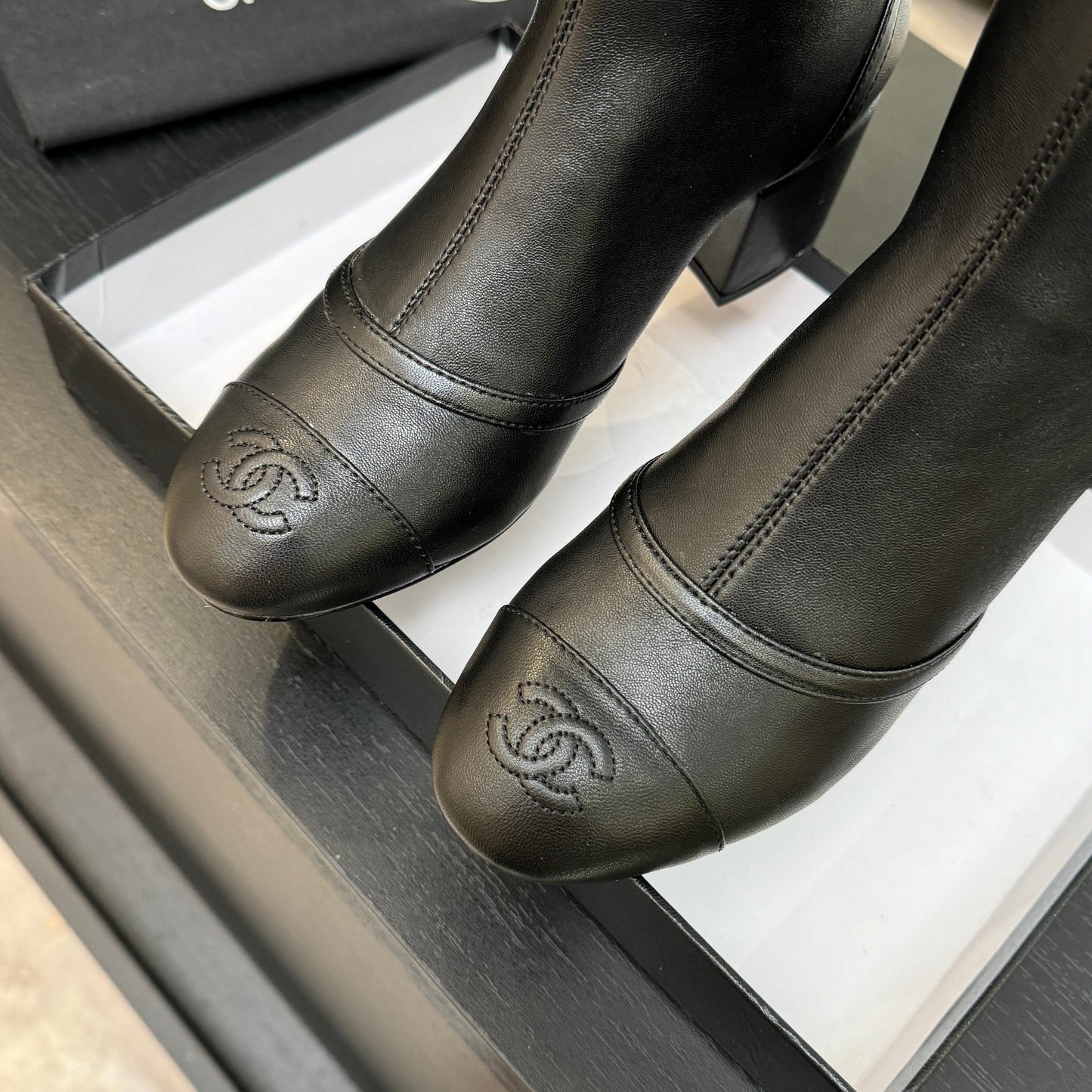 C 25 new butterfly bow high-heeled boots(WHITE/BLACK)