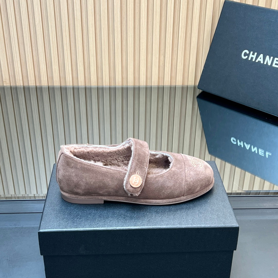 C 25 Mary Jane's lamb wool shoes(BLACK/PURPLE/KHAKI/GRAY)