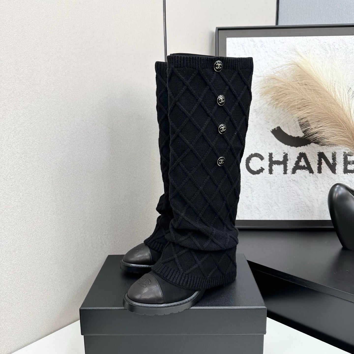 C 25 Knitted wool sheepskin boots(BLACK/BEIGI/BROWN)