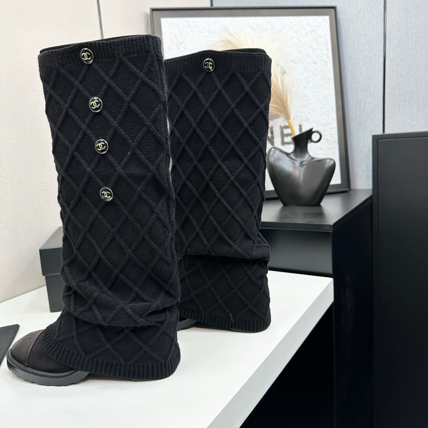 C 25 Knitted wool sheepskin boots(BLACK/BEIGI/BROWN)