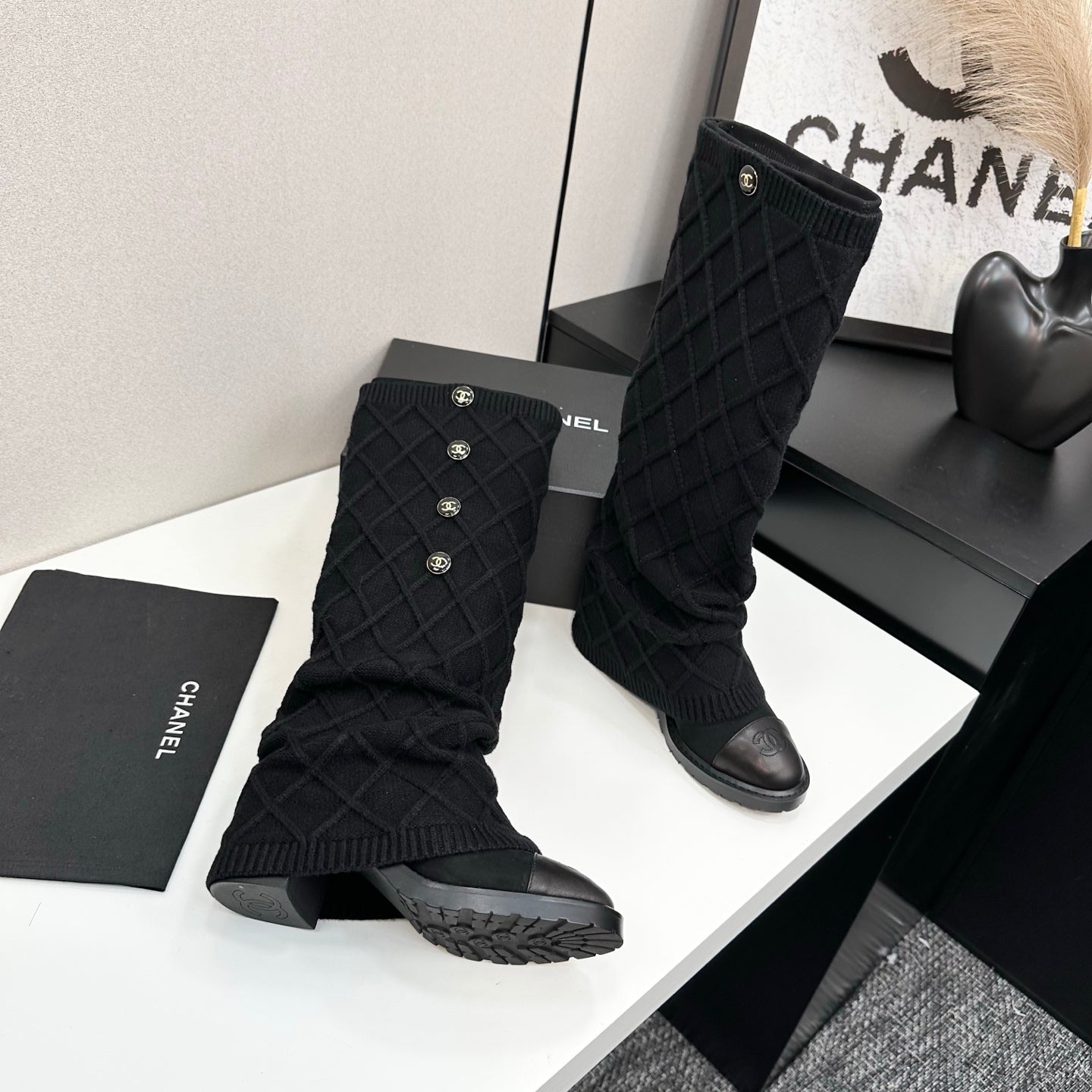 C 25 Knitted wool sheepskin boots(BLACK/BEIGI/BROWN)