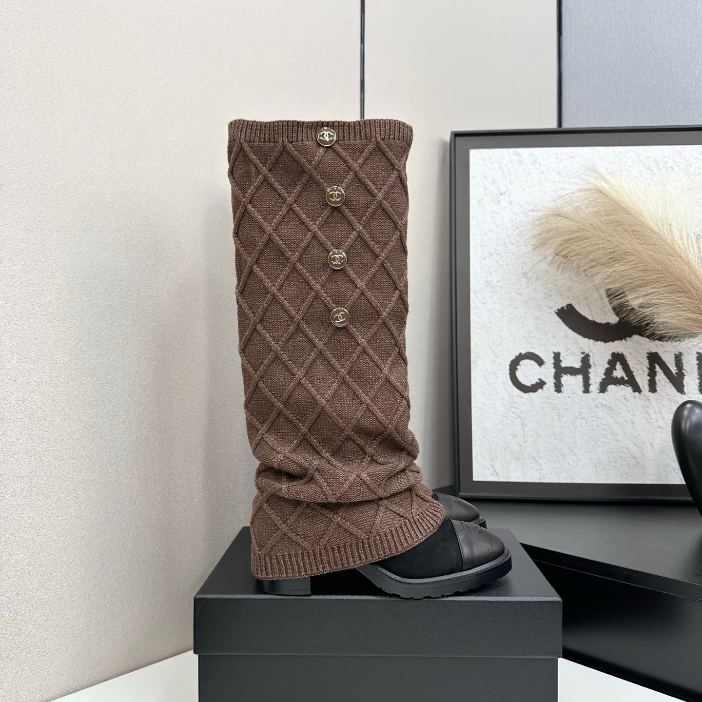 C 25 Knitted wool sheepskin boots(BLACK/BEIGI/BROWN)