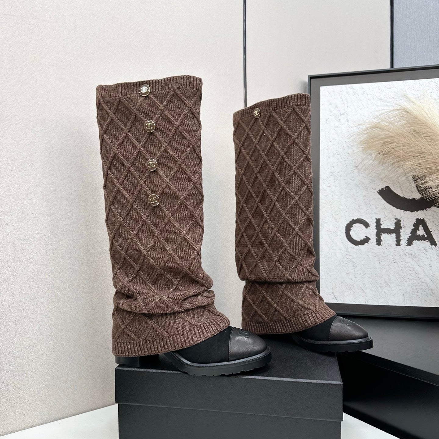 C 25 Knitted wool sheepskin boots(BLACK/BEIGI/BROWN)