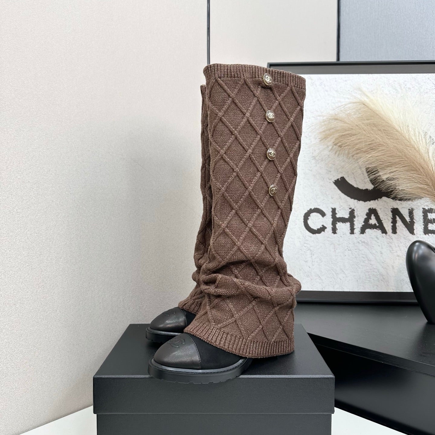 C 25 Knitted wool sheepskin boots(BLACK/BEIGI/BROWN)