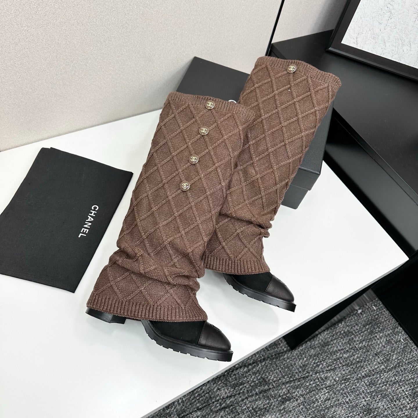 C 25 Knitted wool sheepskin boots(BLACK/BEIGI/BROWN)