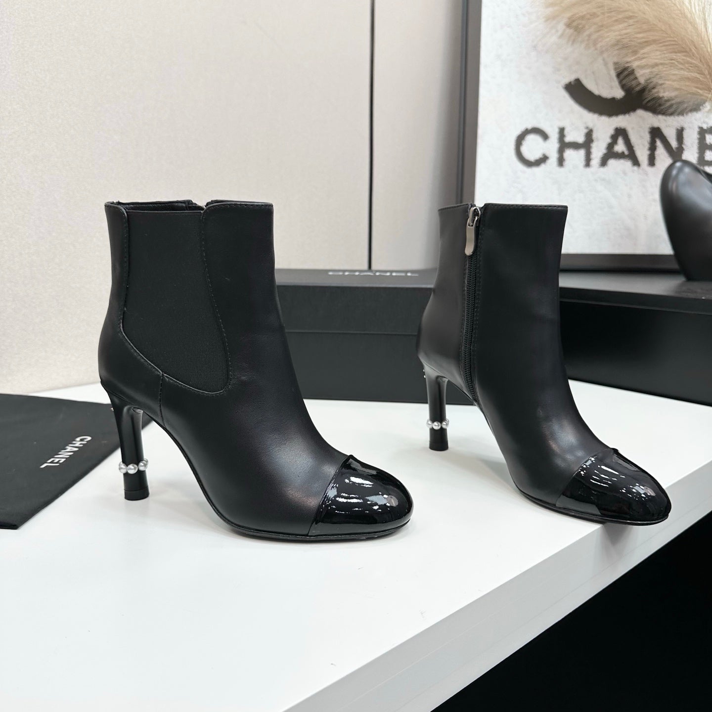 C 25 Pearl decoration, high heels and short boots(RED/BLACK/WINE RED)