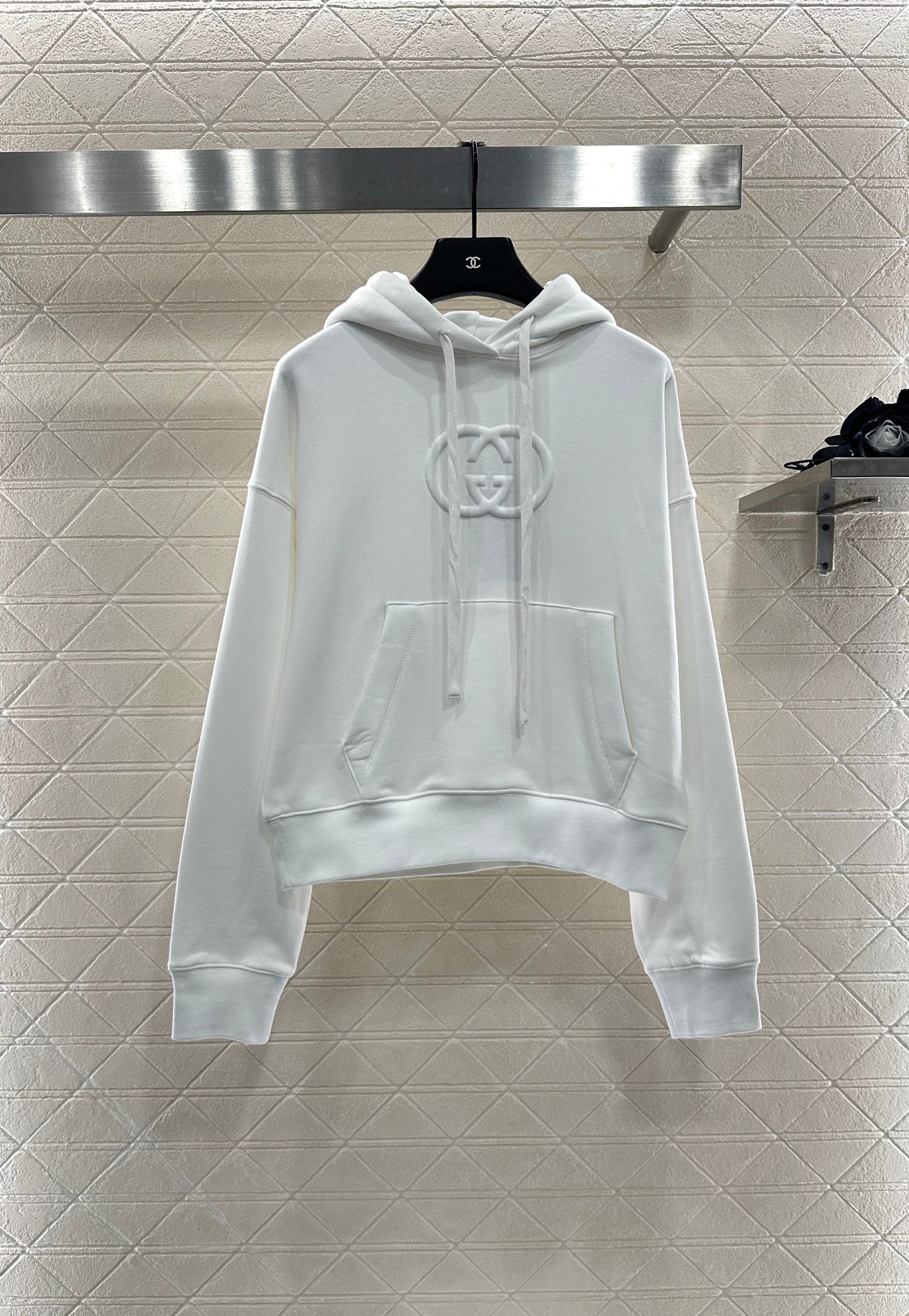 Gu 25 Hooded lettering cotton sweatshirt(WHITE/BLACK)