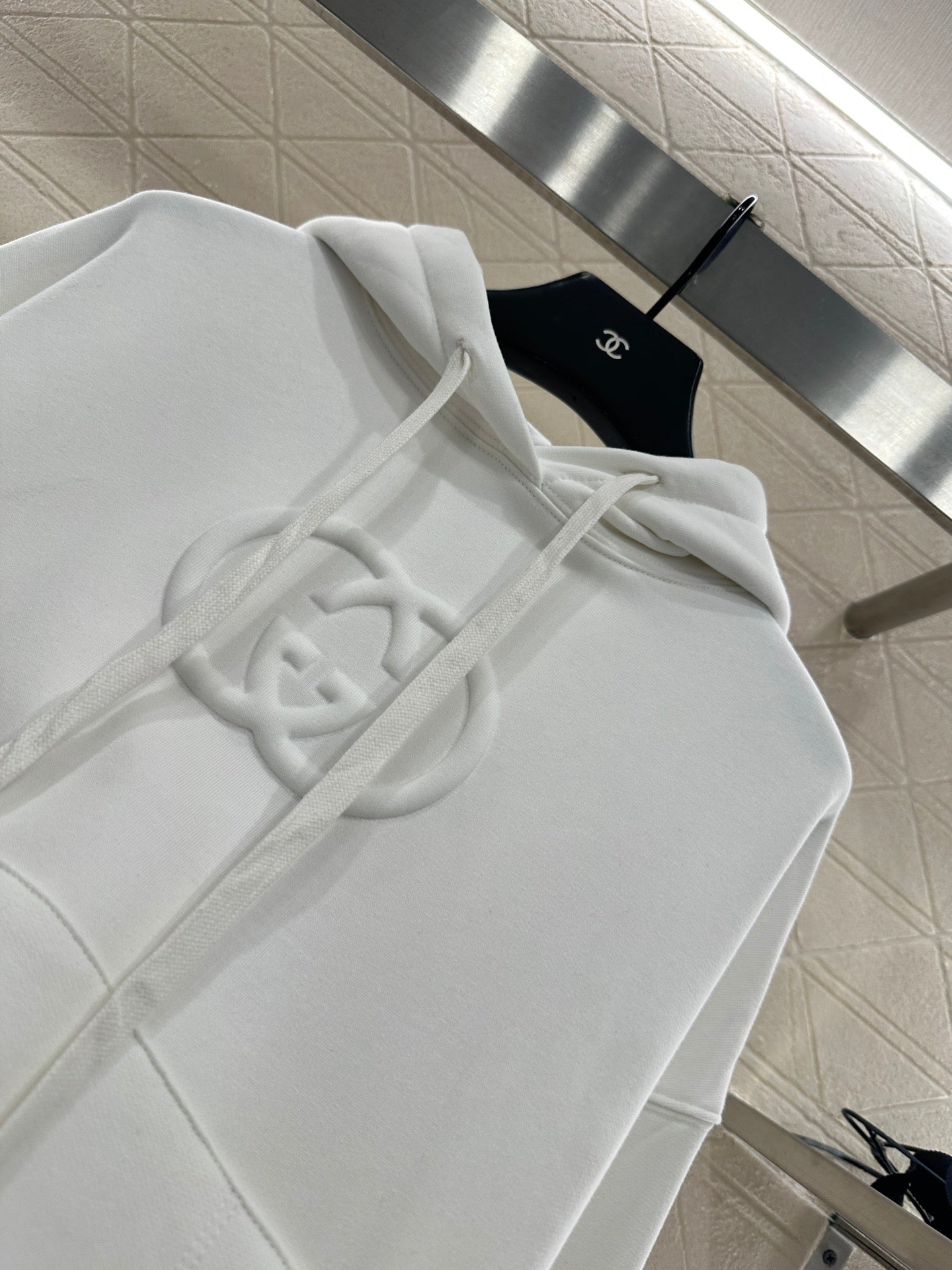 Gu 25 Hooded lettering cotton sweatshirt(WHITE/BLACK)