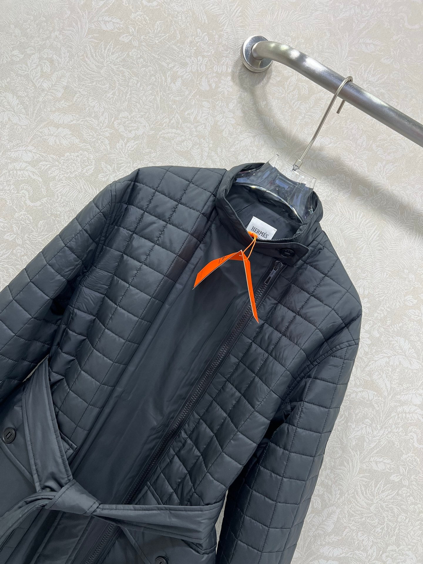 He 25 Stand up collar zipper medium length nylon cotton jacket