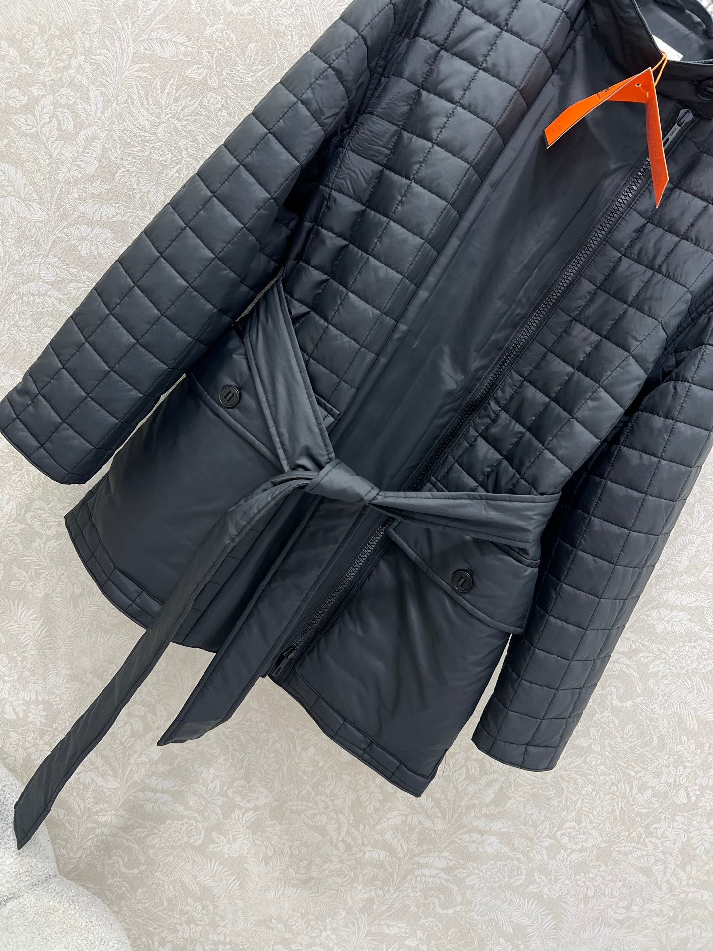 He 25 Stand up collar zipper medium length nylon cotton jacket