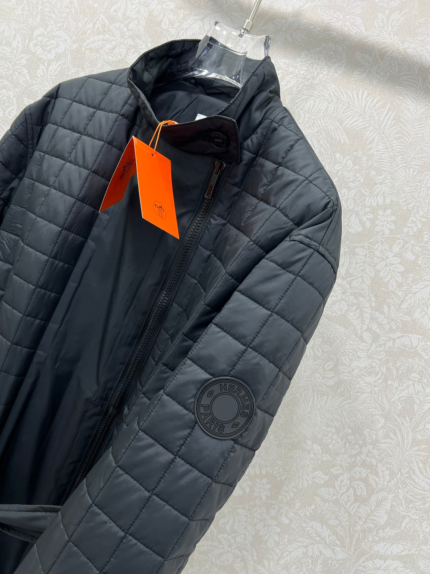 He 25 Stand up collar zipper medium length nylon cotton jacket