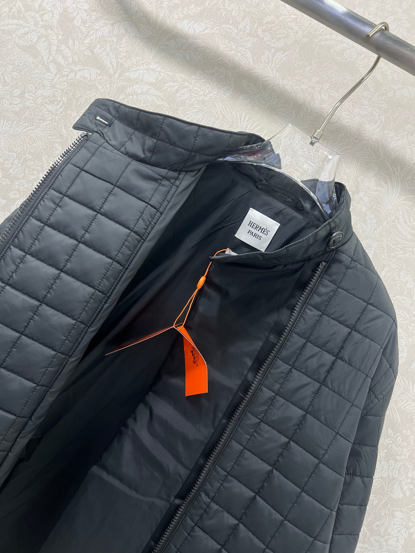 He 25 Stand up collar zipper medium length nylon cotton jacket