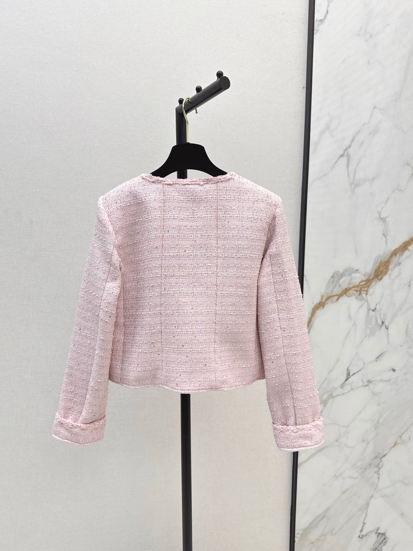 C 25 Girly pink short woven jacket(Lotus Button)