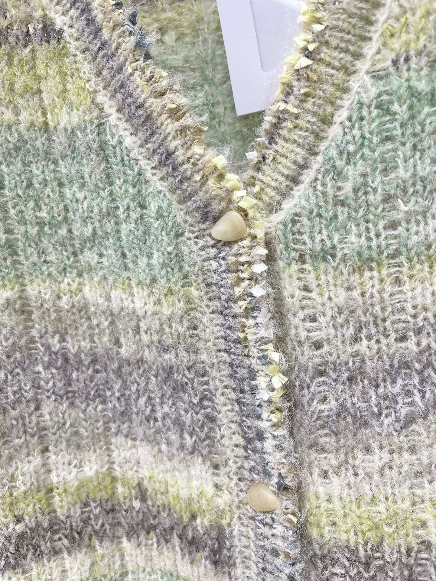 C 25 Gradient stripe patchwork mohair knitted cardigan