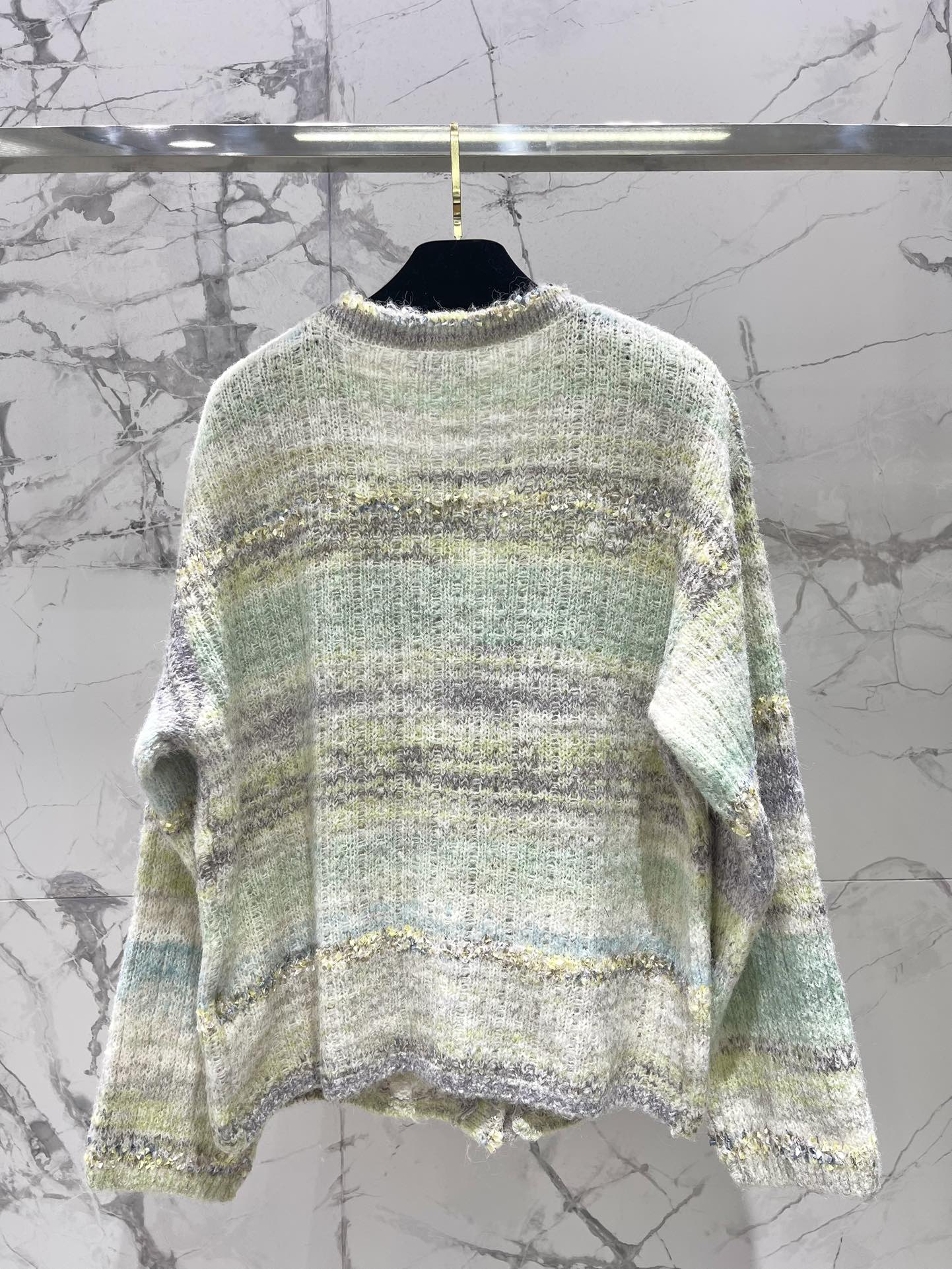 C 25 Gradient stripe patchwork mohair knitted cardigan