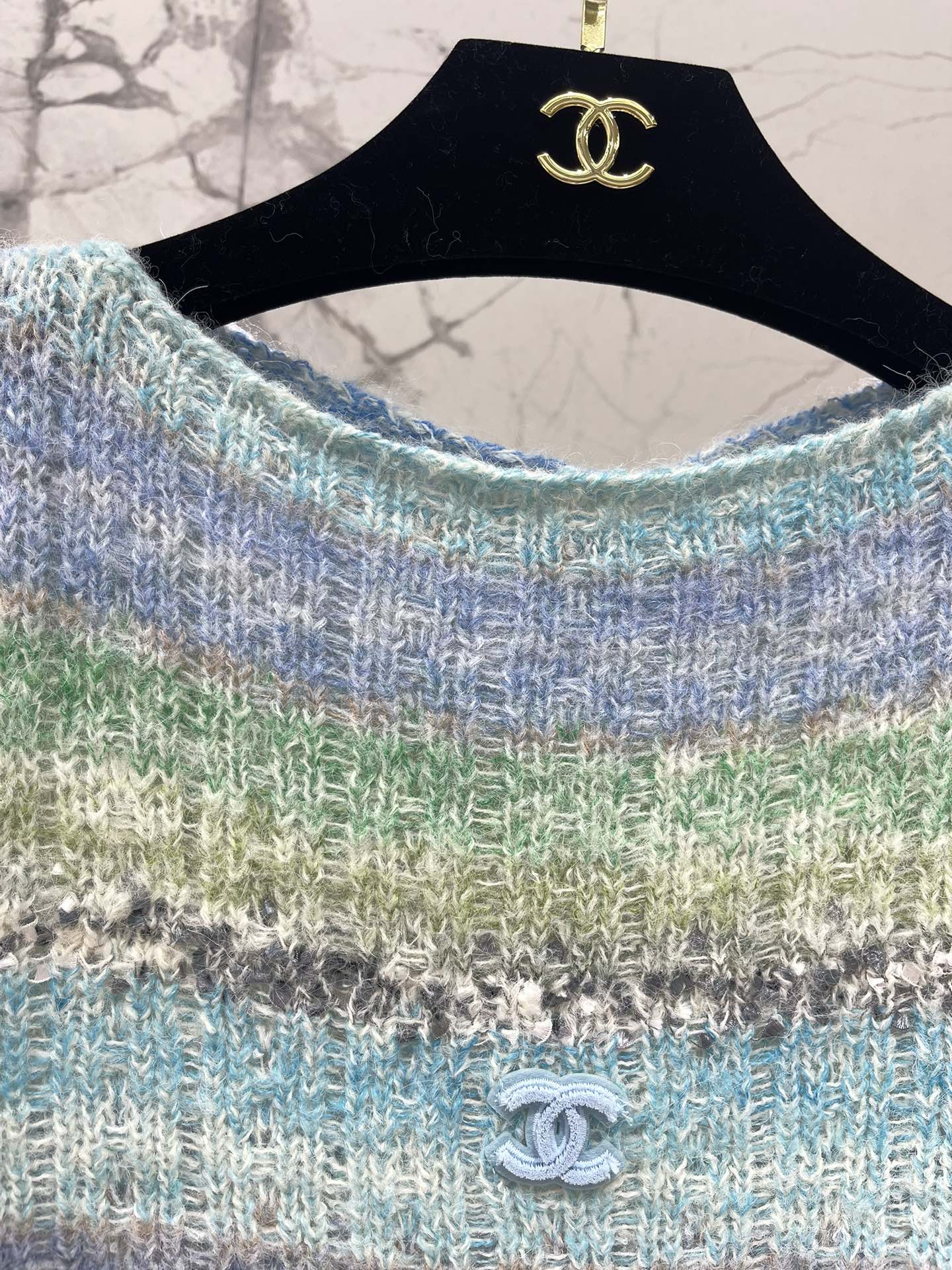 C 25 Gradient-panel mohair loose sweater