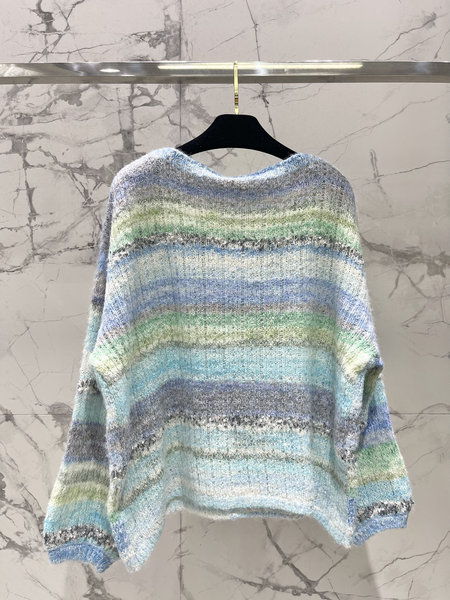 C 25 Gradient-panel mohair loose sweater