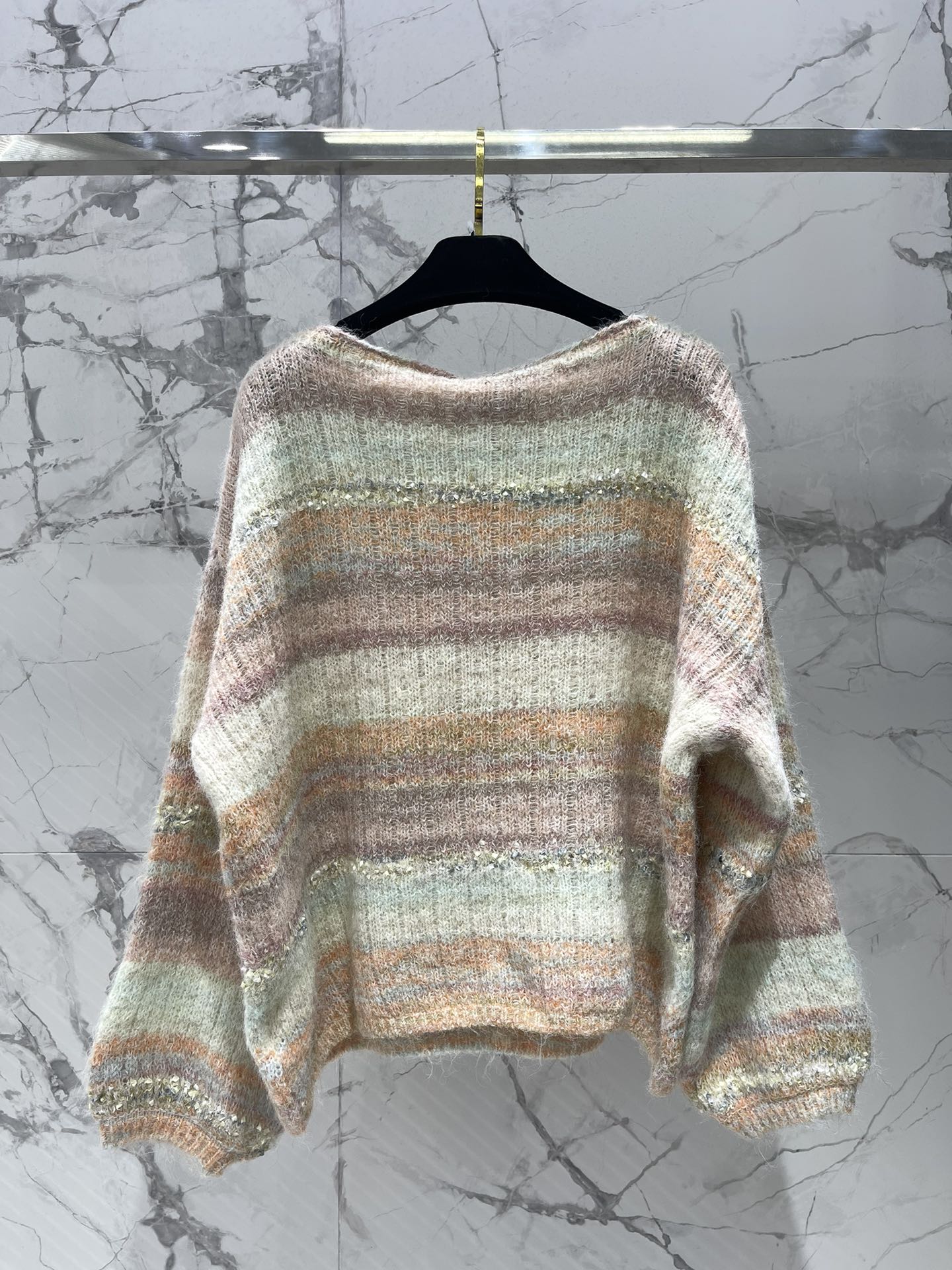 C 25 Gradient-panel mohair loose sweater