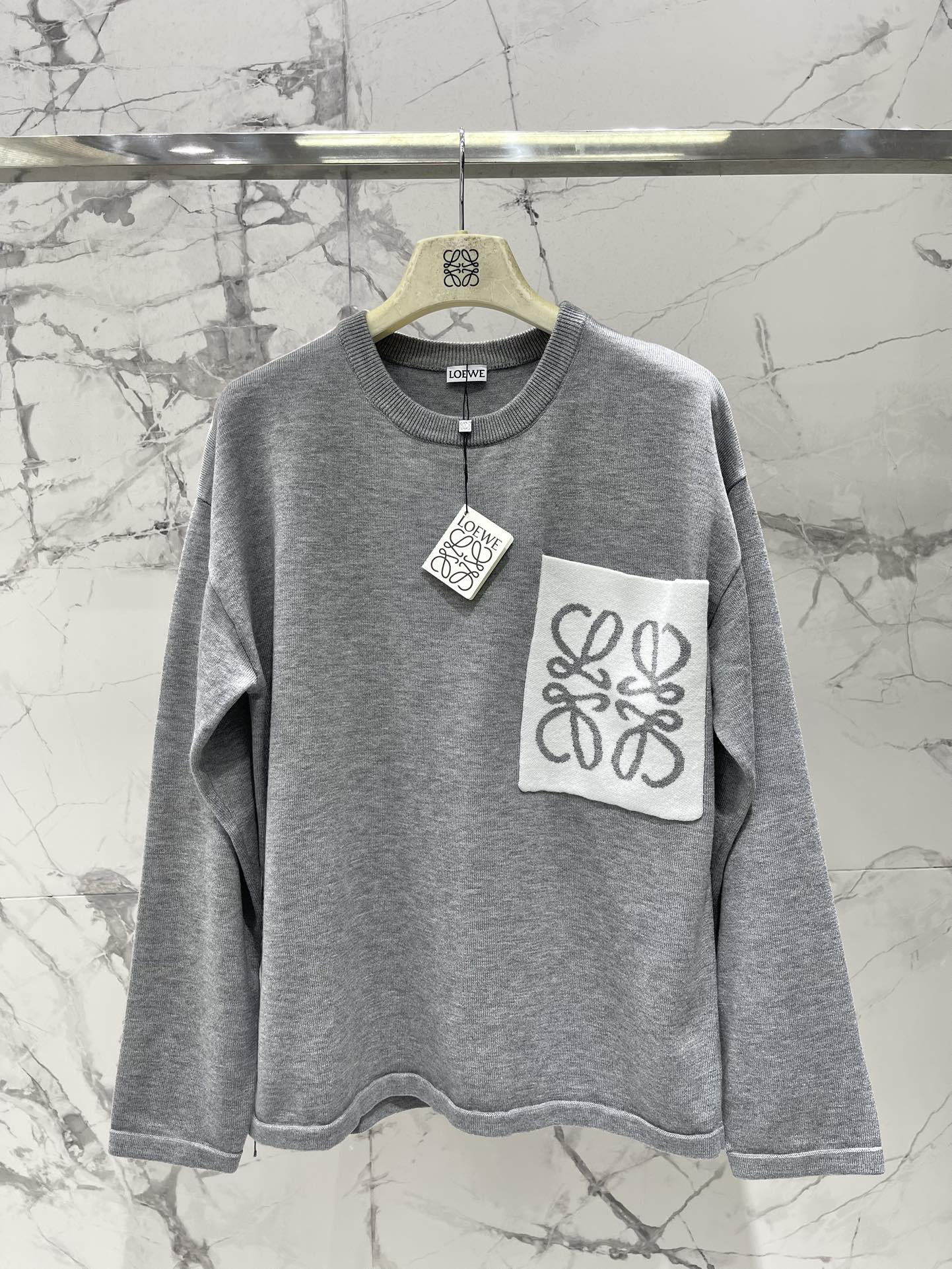 Lo 25 New Loose Cotton Blend Puzzle Pocket Knit wool Sweater