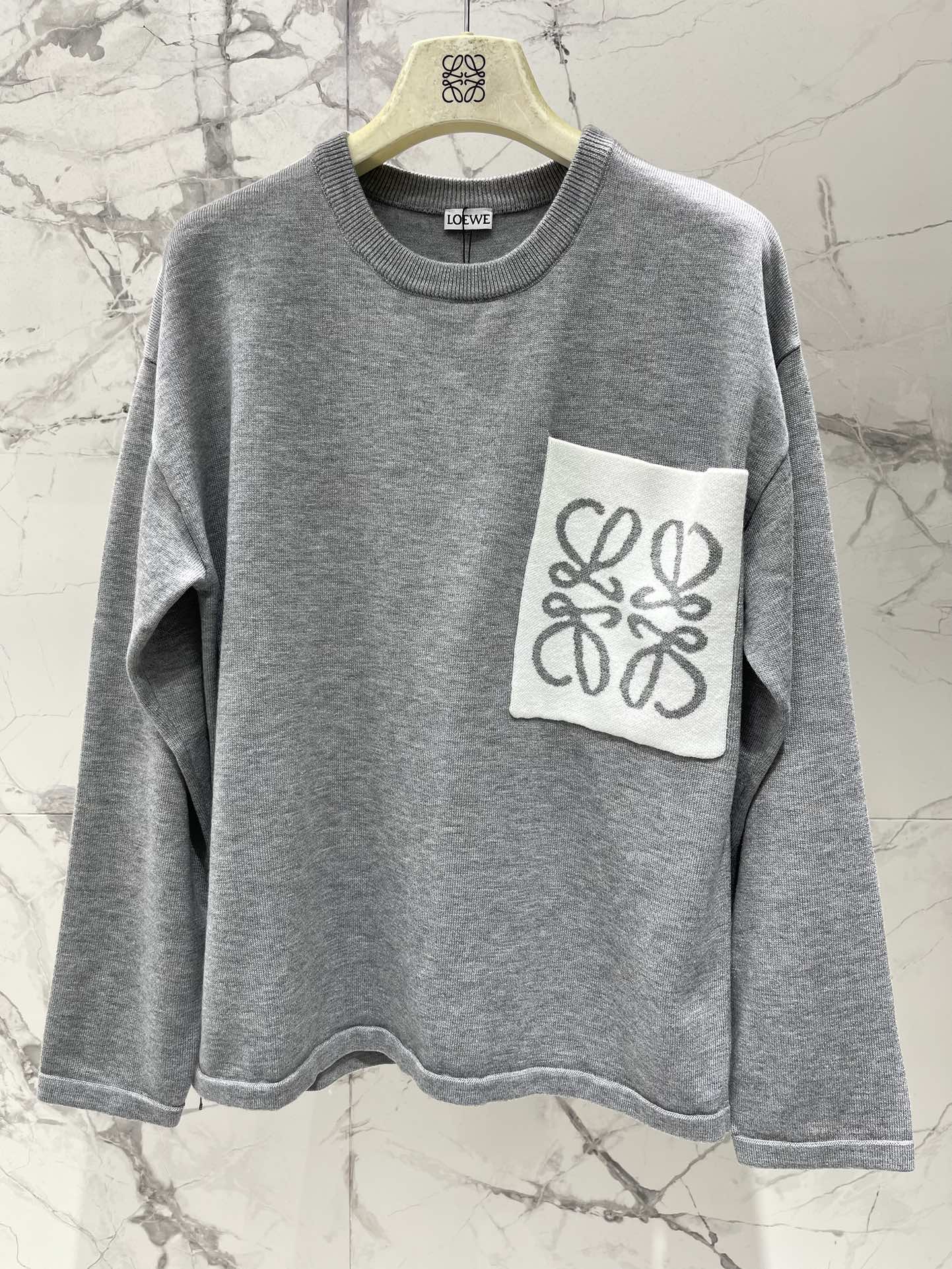 Lo 25 New Loose Cotton Blend Puzzle Pocket Knit wool Sweater