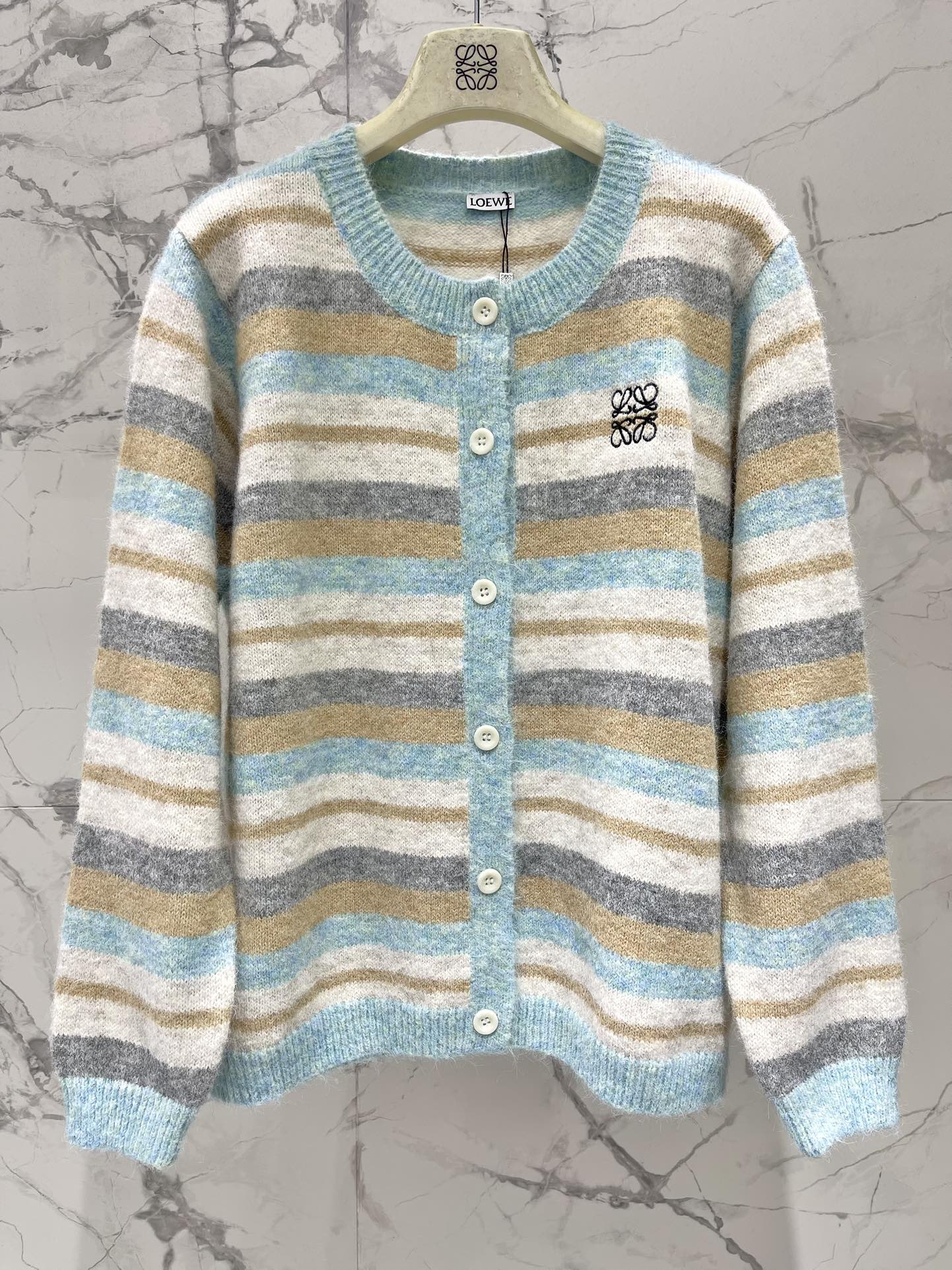 Lo 25 New embroidered logo striped knitted cardigan