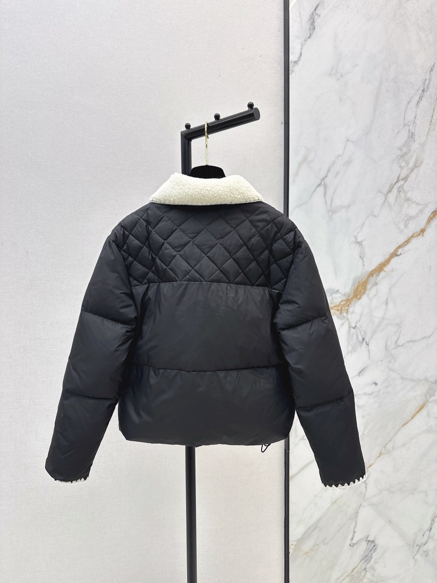 C 25 New Stand Collar Down Jacket (White/Black)
