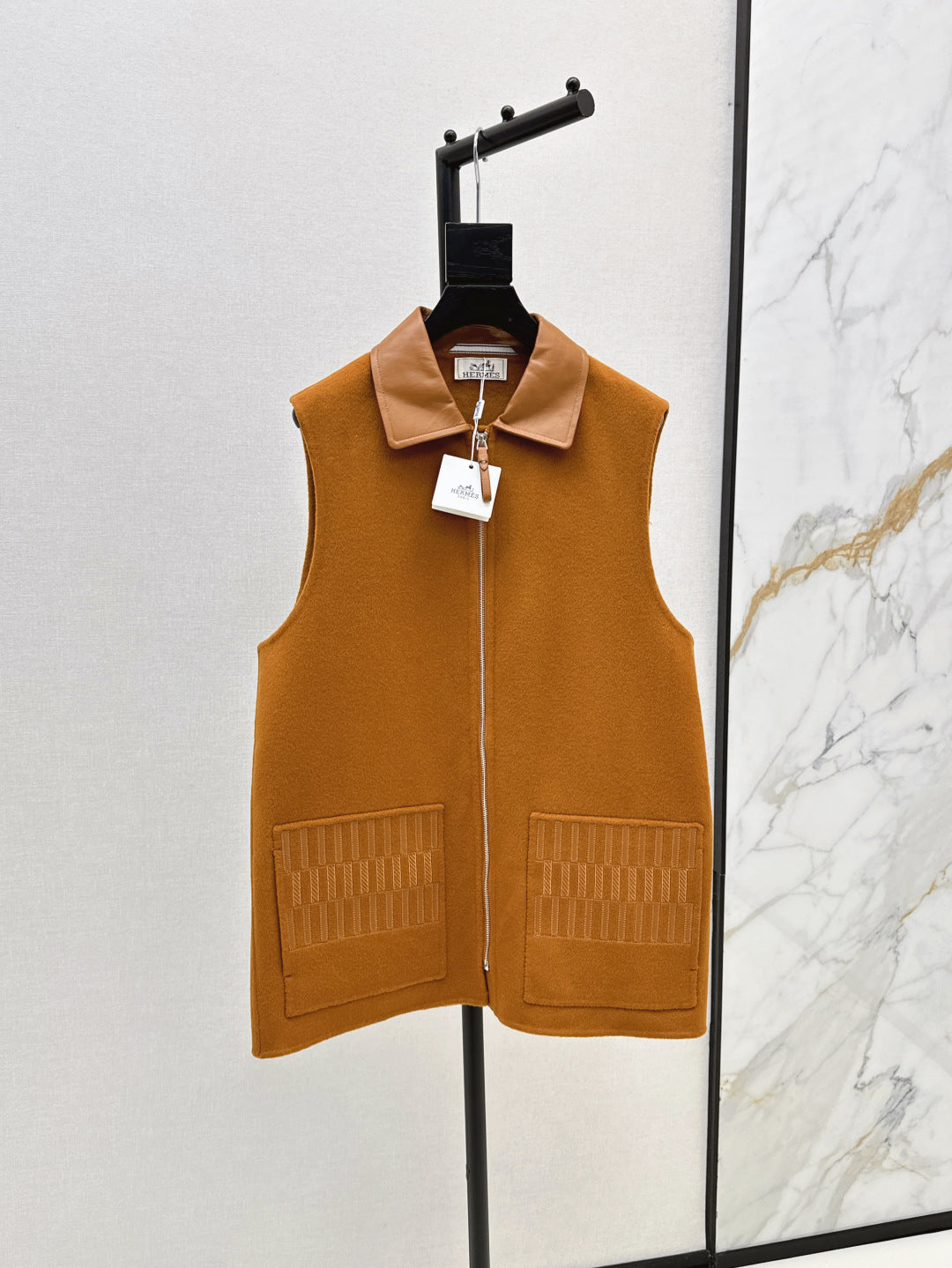 He 25 New wool cashmere vest jacket(WHITE/ORANGE/BLACK)