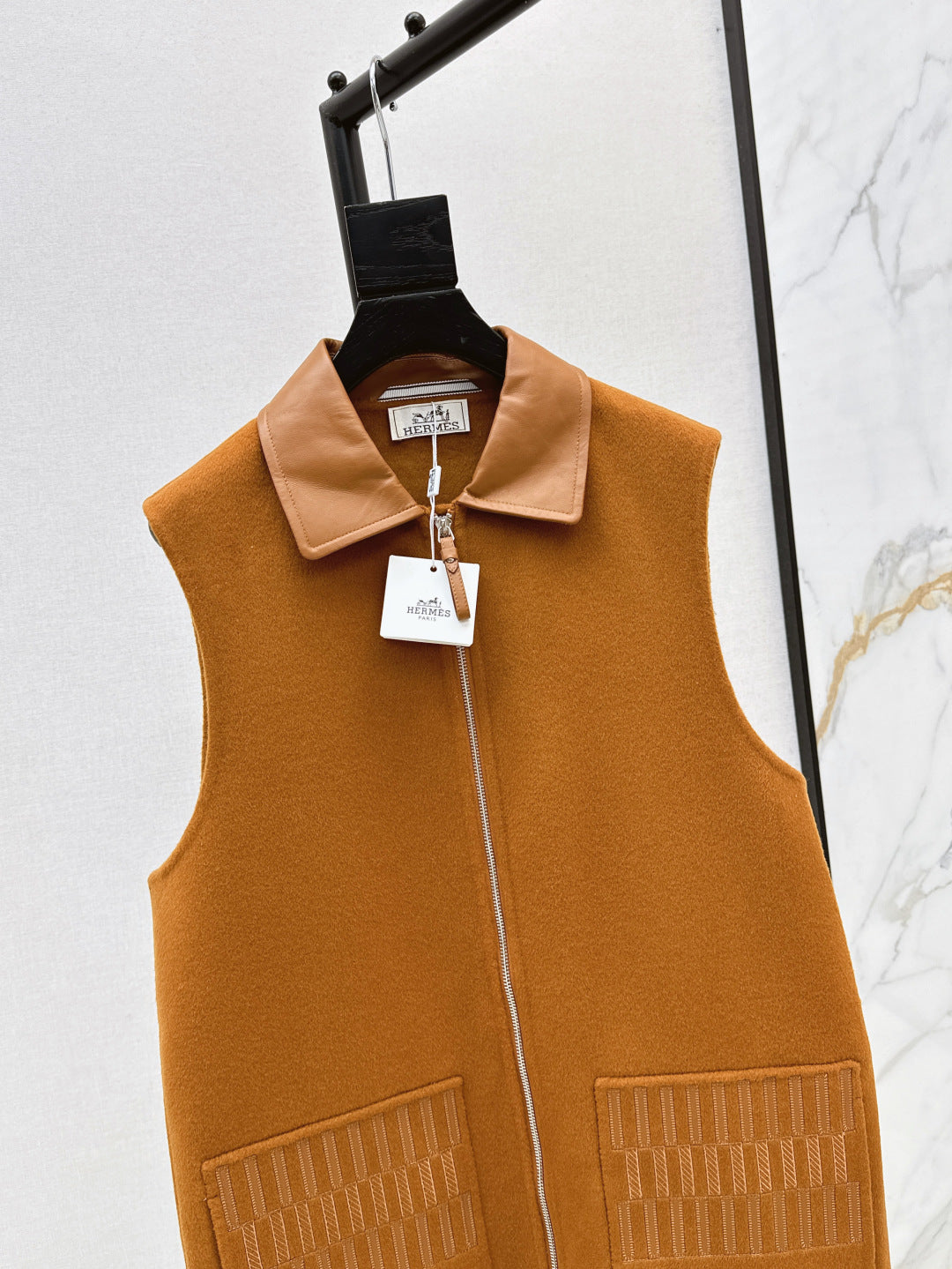 He 25 New wool cashmere vest jacket(WHITE/ORANGE/BLACK)