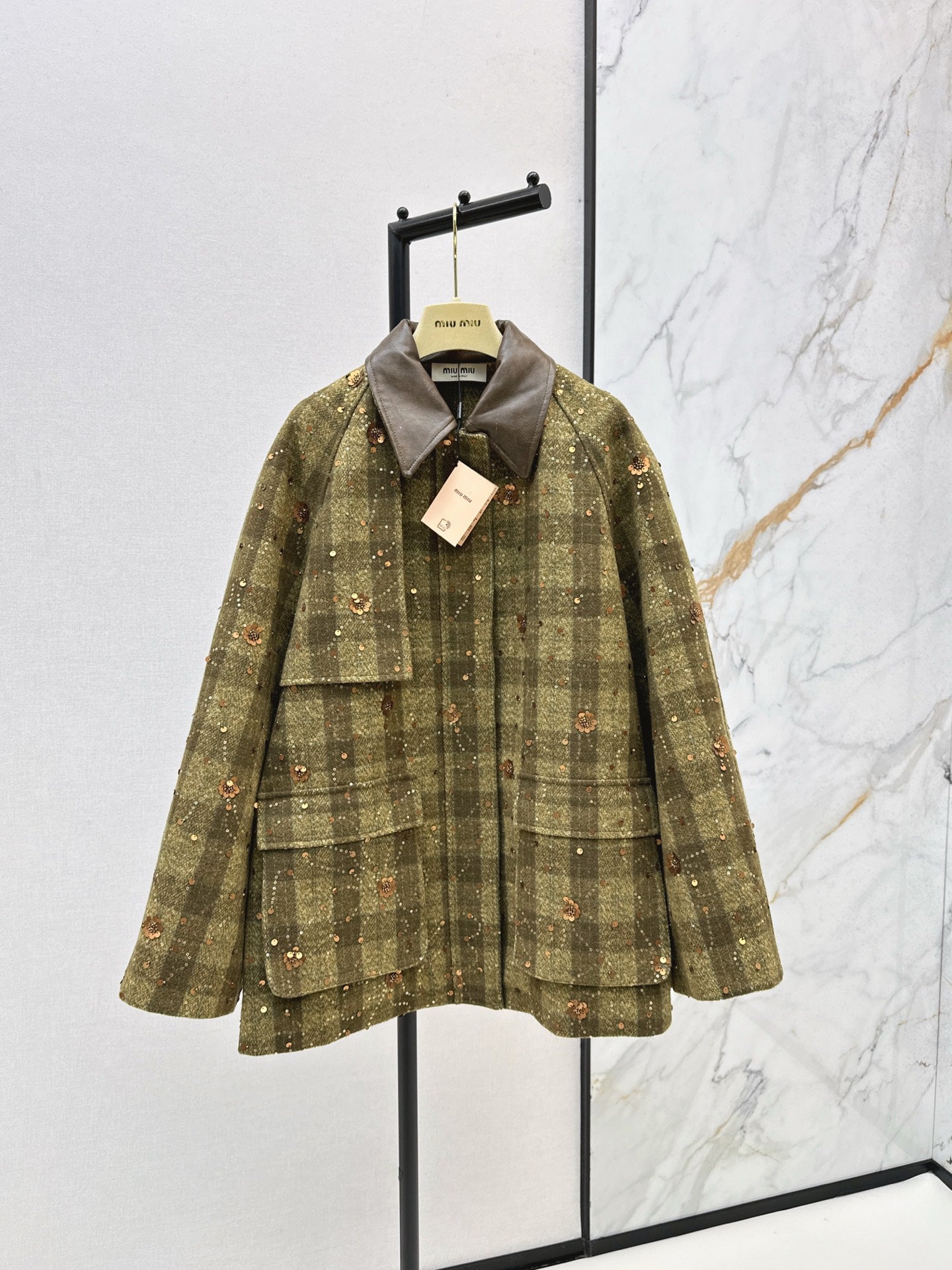 Mi 25 Plaid Series Beaded Sequin Fanl Jacket