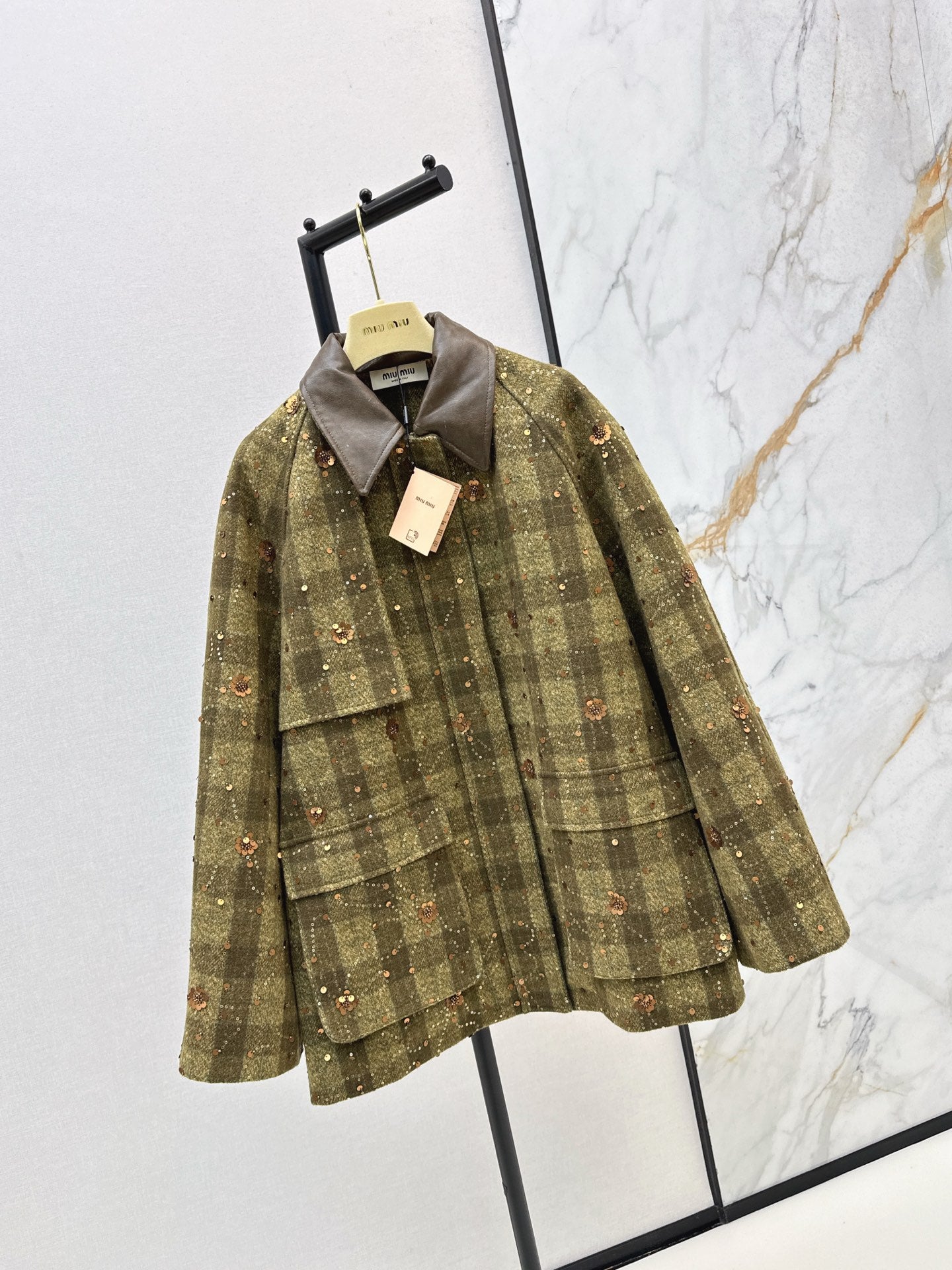 Mi 25 Plaid Series Beaded Sequin Fanl Jacket