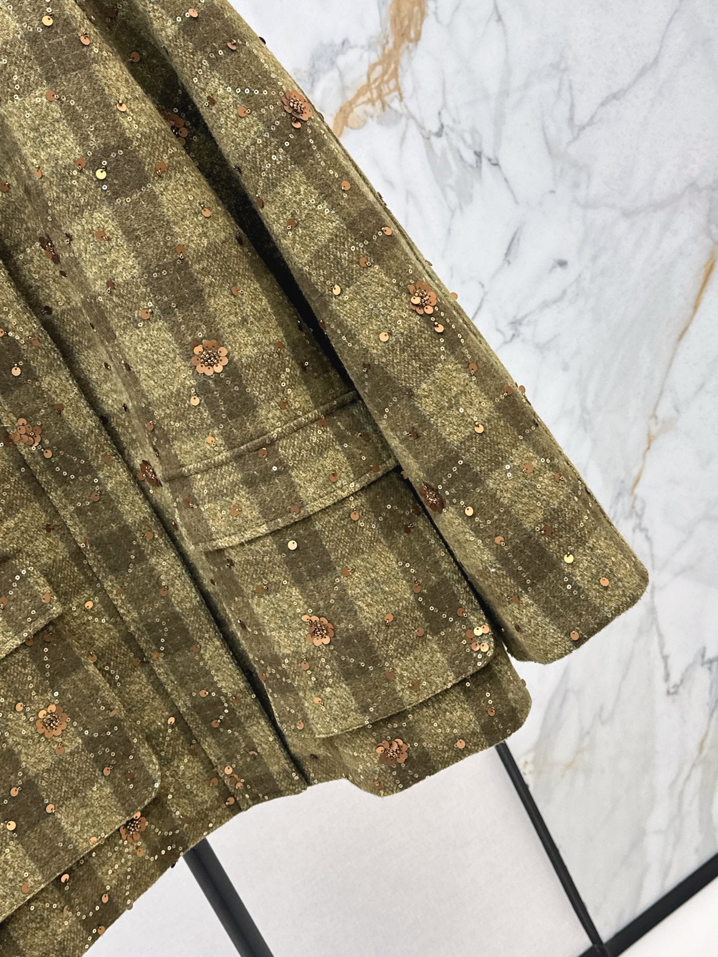 Mi 25 Plaid Series Beaded Sequin Fanl Jacket