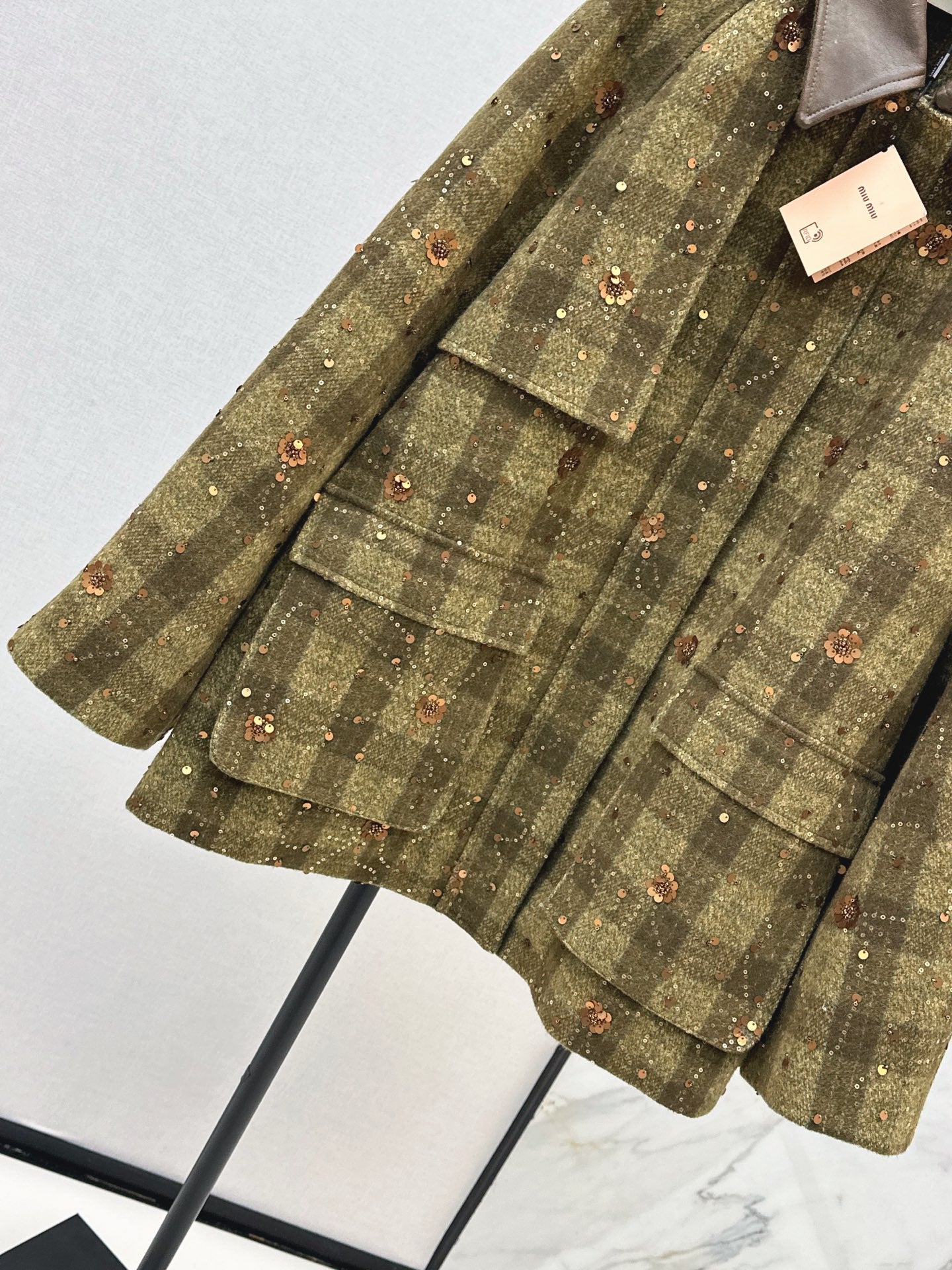 Mi 25 Plaid Series Beaded Sequin Fanl Jacket